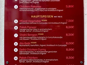 menu at Bistro Ravi in Bamberg