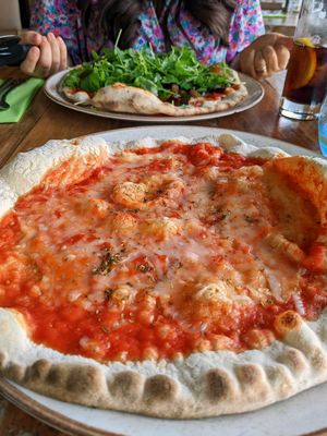 Vegan margherita pizza and vegan Mediterranean pizza at Ego Mediterranean in Warrington