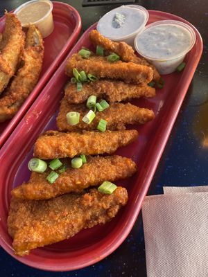 Vegan wings in buffalo sauce .  at Melt Bar & Grilled in Cleveland