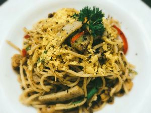 Spagetti Aglio Olio at Loving Hut Express in Medan