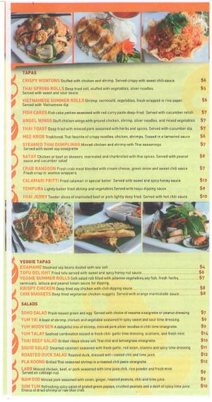 Menu at Soho Thai Fusion Bar and Grill in Lomita