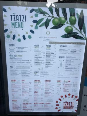 Menu   at Tzatzi in Strasbourg