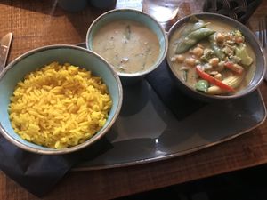 Penang curry with turmeric rice  at The Swan Inn in Skipton