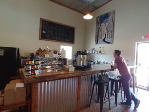 Inside at Pisgah Coffee Roasters in Pisgah Forest