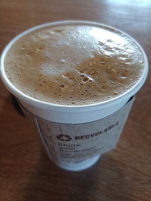 $3.50 Vanilla Coconut Latte two extra pumps vanilla at Pisgah Coffee Roasters in Pisgah Forest