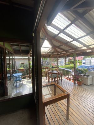 outside sitting area at Orchid Coffee & Restaurant in Monteverde