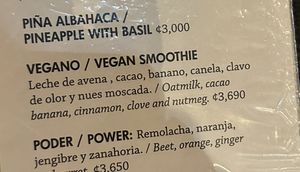 Vegan option on menu  at Orchid Coffee & Restaurant in Monteverde