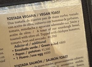 Vegan option on menu  at Orchid Coffee & Restaurant in Monteverde