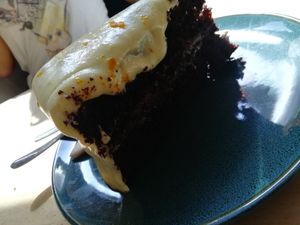 Orange and chocolate cake at Satellite Cafe in Falmouth