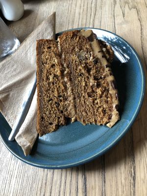 Coffee and walnut cake  at Satellite Cafe in Falmouth