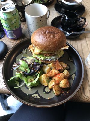 Satellite burger  at Satellite Cafe in Falmouth