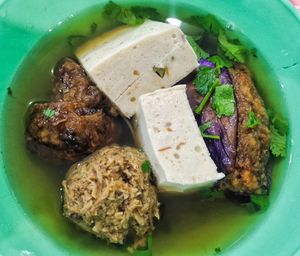 Yong Tau Foo in light soup, got herbal taste, highly recommend at Soon Xin Vegetarian in Ipoh