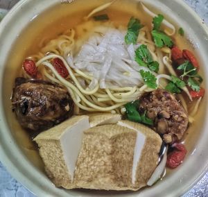 kuey teow mee soup at Soon Xin Vegetarian in Ipoh