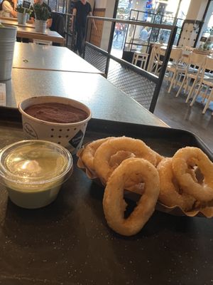 Onion rings and tiramisu   at Swing Kitchen - Schwedenplatz in Vienna