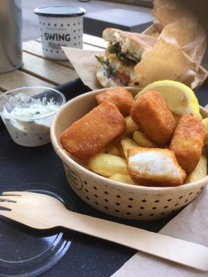 Vish and chips at Swing Kitchen - Schwedenplatz in Vienna