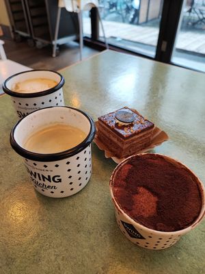 Tiramisu and cake at Swing Kitchen - Schwedenplatz in Vienna