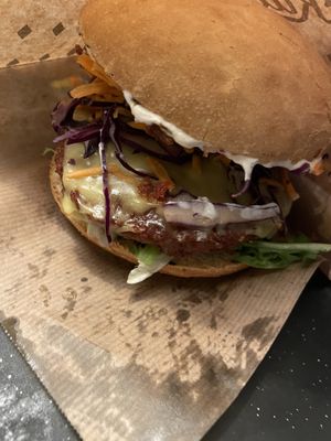 Sojapatty cheezeburger   at Swing Kitchen - Schwedenplatz in Vienna