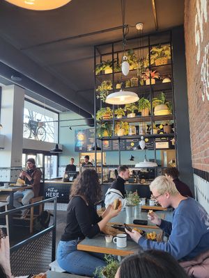 Seating is available at Swing Kitchen - Schwedenplatz in Vienna