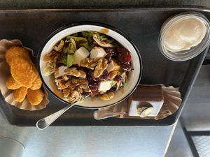 nuggets, feta salad, and choc slice  at Swing Kitchen - Schwedenplatz in Vienna