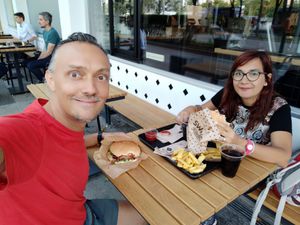 Eating outside this delicious menù !  at Swing Kitchen - Schwedenplatz in Vienna