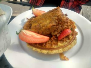 Waflles from the brunch menu at The Carrot's Tail in Rathmines