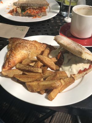 Meatball Sub, ‘Chorizo’ Pastry and Chips at The Carrot's Tail in Rathmines