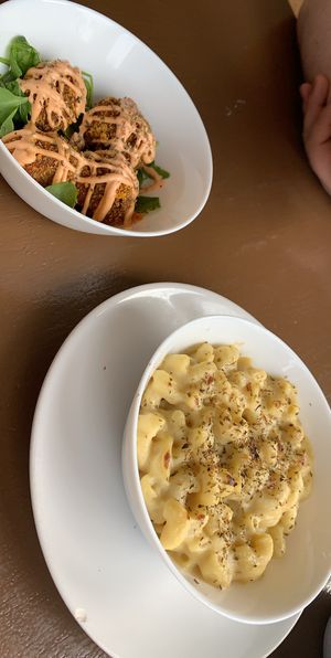 Mac n cheese and the mozzarella bites at The Carrot's Tail in Rathmines