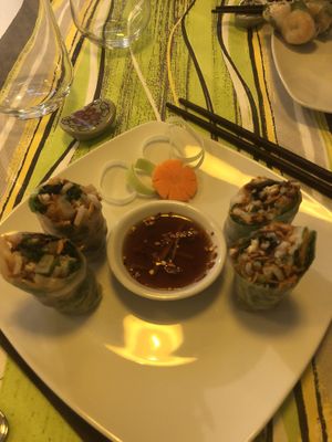 Vegetable rice paper rolls  at Com Saigon in Florence