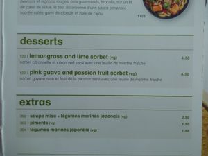 Vegan desserts and extras at Wagamama in Paris