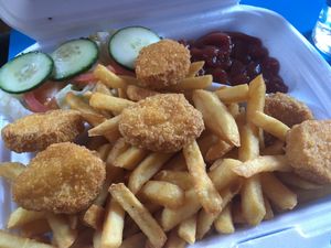 Soya nuggets and fries at Nørresundby Pizza in Aalborg