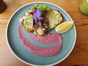Smashed Avo with Macadamia cheese at Girdlers in Dee Why
