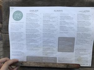 Menu   at Girdlers in Manly