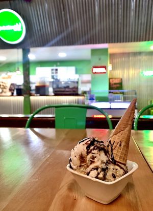 Banana split & dulce de leche de coco granizado  at Guacamole in Montevideo