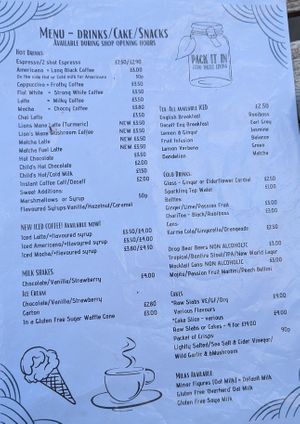 Dutty Vegan drinks menu at Pack It In in Worcester