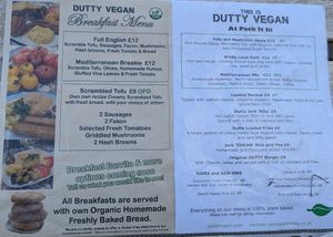 Dutty Vegan food menu at Pack It In in Worcester
