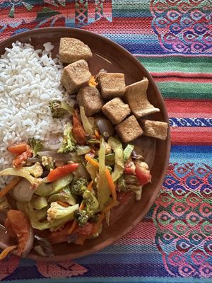 Tofu dish for menu del dia  at El Germen in Sucre