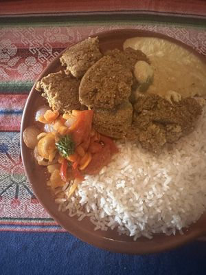 Fafafel with peanut sauce   at El Germen in Sucre