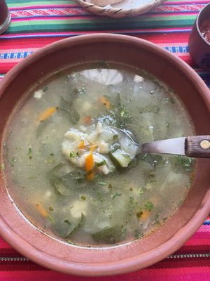 Vegetable soup from lunchtime set menu  at El Germen in Sucre