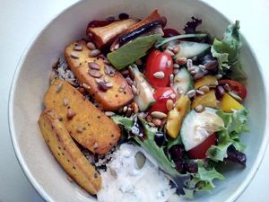 Wonderful Buddha Bowl at Dragonfly Bistro in Aberystwyth