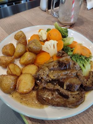 Tofu and mushroom roast (devoured by a non-vegan in our party) at Dragonfly Bistro in Aberystwyth