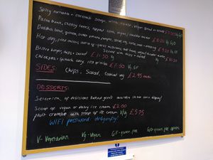 Blackboard menu (January 2024) at Dragonfly Bistro in Aberystwyth