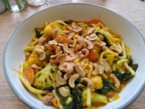 Noodles, veg and curry sauce (March 2024) at Dragonfly Bistro in Aberystwyth