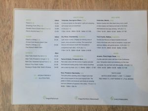 Drinks Menu at Dragonfly Bistro in Aberystwyth