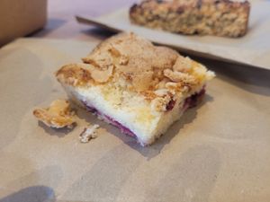 Raspberry and White Choc Blondie at Dragonfly Bistro in Aberystwyth