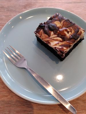 Chocolate cheesecake brownie (May 2024) at Dragonfly Bistro in Aberystwyth