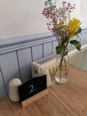 The place setting at table number 2 (May 2024) at Dragonfly Bistro in Aberystwyth
