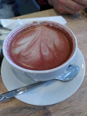 Beetroot latte (May 2024) at Dragonfly Bistro in Aberystwyth