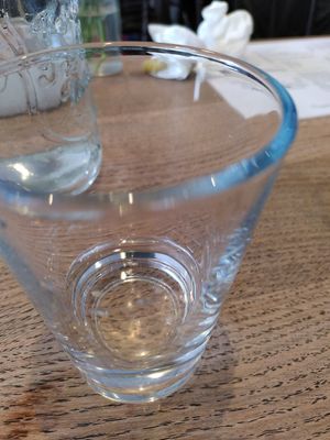 Glass of water (June 2024) at Dragonfly Bistro in Aberystwyth