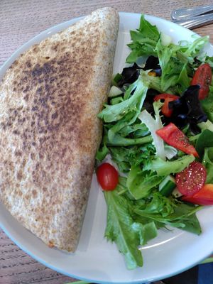Quesadilla and salad (June 2024) at Dragonfly Bistro in Aberystwyth