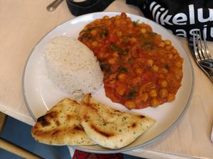 Curry with rice and bread (October 2024) at Dragonfly Bistro in Aberystwyth